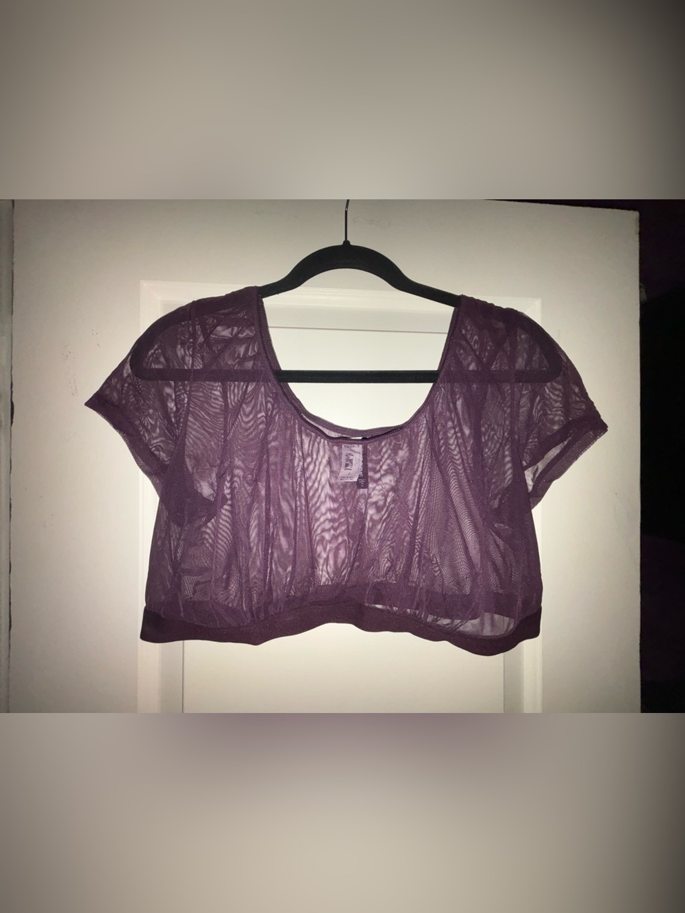 Torrid Mesh Short Sleeve Under It All Crop Top Grape Purple 2x